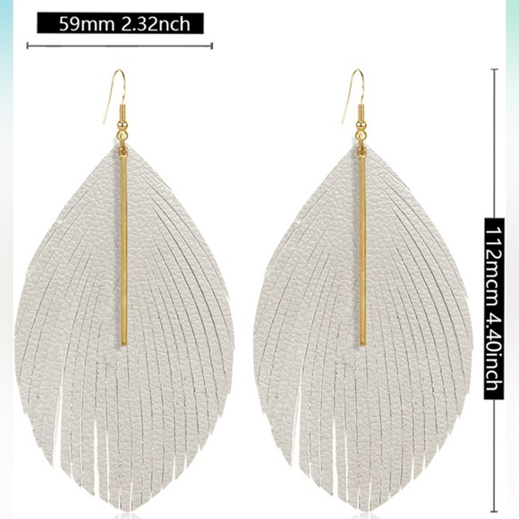 ✨NWT Large Fringe Leather Earrings ✨Hand Crafted ✨Artisan!✨ - Picture 4 of 5